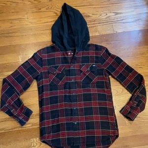 Vans Hooded Flannel Snap Button Shirt Kids (M)